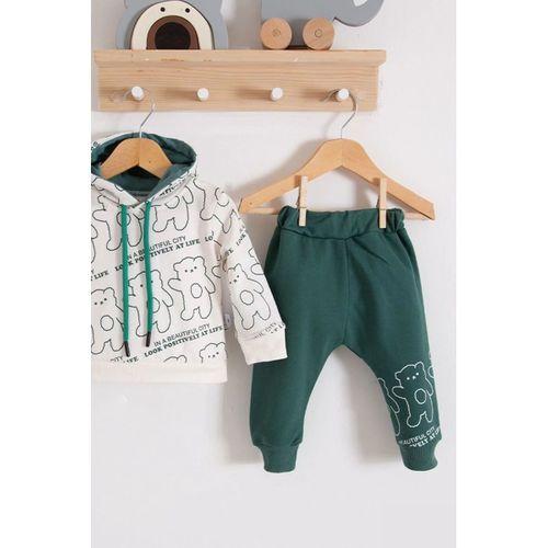 Çapraz Bears Kapüşonlu % 100 Pamuk Erkek Bebek Takımı