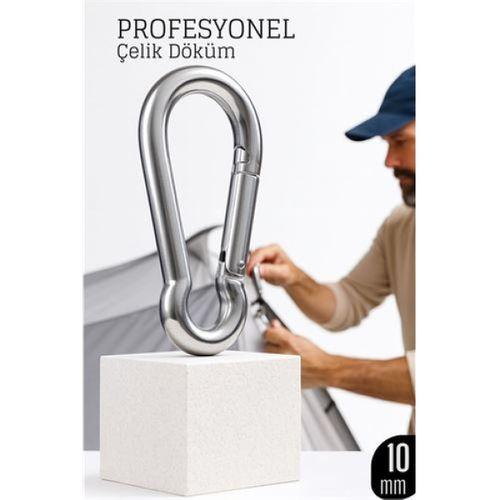 Çelik Yan Açılır Karabina -10 mm Kamp, Tırmanış ve Günlük Kullanım İçin Güvenli Kilit