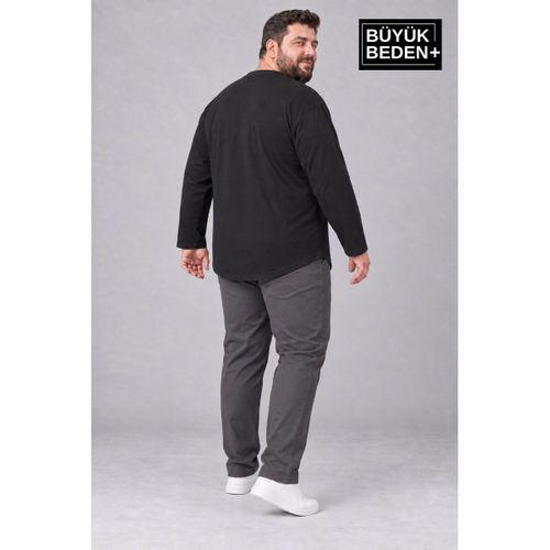Erkek Büyük Beden Bisiklet Yaka Süprem İnce Uzun Kollu Oval Etek Tişört SPR26BTS943