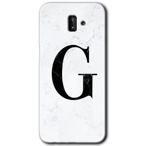 Samsung Galaxy J6 Plus HD Baskılı Kılıf + 9D Tam Ekran Koruyucu - Beyaz Mermer Desenli G Harf