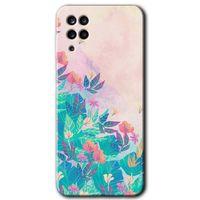 MRCİLETİSİM Samsung Galaxy M12 Kılıf HD Desen Baskılı Arka Kapak + Temperli Cam - Çizim Yapraklar