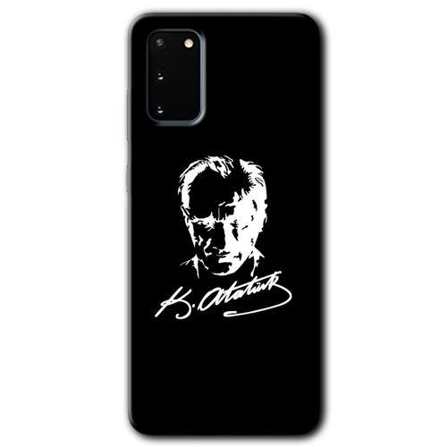 Samsung Galaxy S20 HD Baskılı Kılıf + 9D Tam Ekran Koruyucu - Atatürk Silüet İmza