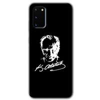 Samsung Galaxy S20 HD Baskılı Kılıf + 9D Tam Ekran Koruyucu - Atatürk Silüet İmza
