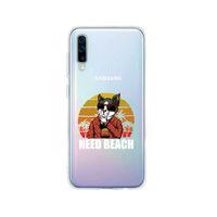 Samsung A50 Need Beach Desenli Premium Şeffaf Silikon Kılıf