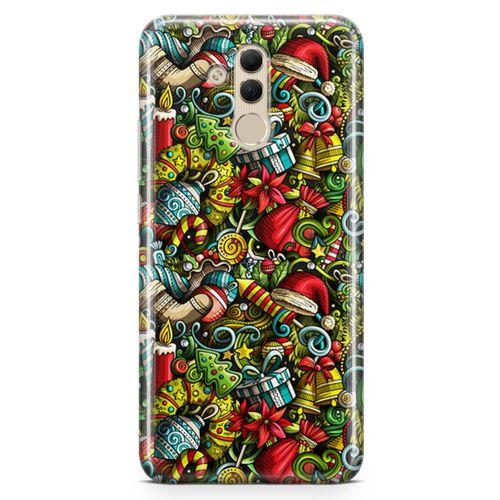 Huawei Mate 20 Lite Kılıf Yılbaşı Süsleri Doodle Arka Kapak Koruma Desenli Full Koruyucu