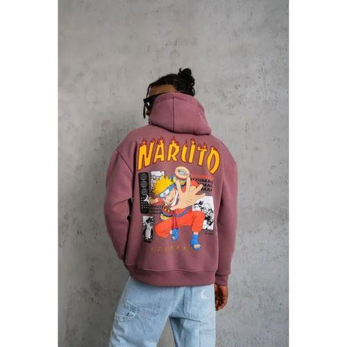 Erkek Baskılı Sweat Kapüşonlu - Gül Kurusu