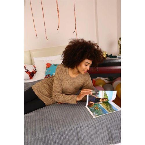 Kadın Uzun Kol Penye Pijama Takım Sütlü Kahve