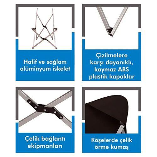 Kamp Ayısı® Alüminyum Katlanabilir Kamp Sandalyesi – Askılı Omuz Çantalı, Oxford Kumaş, Siyah