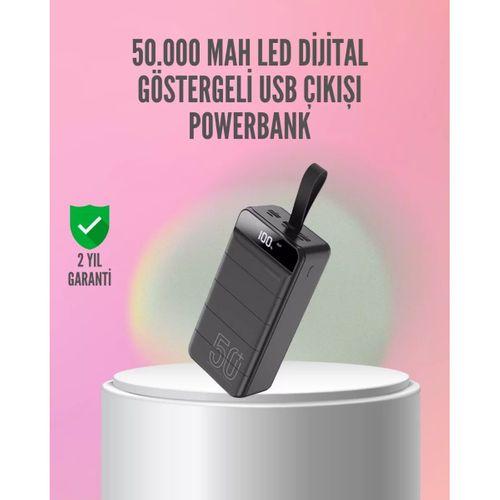 50.000 Mah Ultra Güçlü Powerbank 4 Usb Çıkışlı, Led Dijital Göstergeli, Hızlı Şarj Destekli Taşınabilir Şarj Cihazı