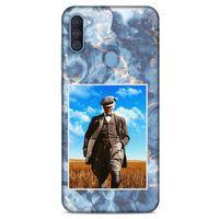 Samsung Galaxy A11 Kılıf Atatürk (19) Kılıfları Mavi Mermer