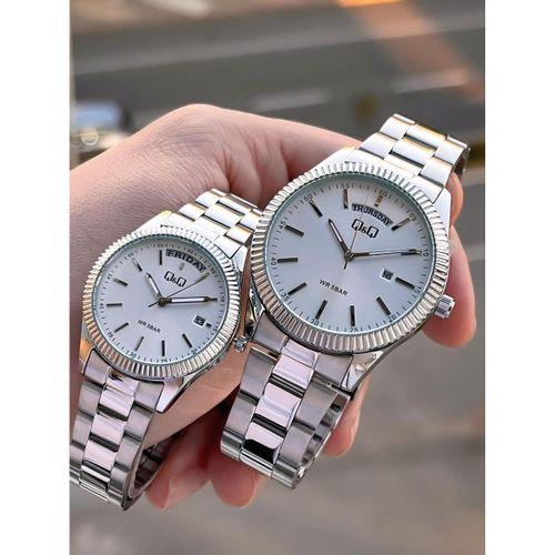Q&Q Çelik Kordon 2 Yıl Garantili 3 Atm Suya Dayanıklı Sevgili Ve Ciftlere Özel Kol Saati QQ.CF001.2