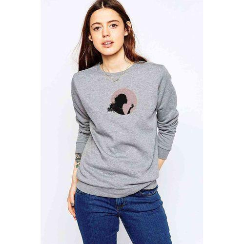 Silhouette Woman Silhouette Baskılı Gri Kadın Sweatshirt