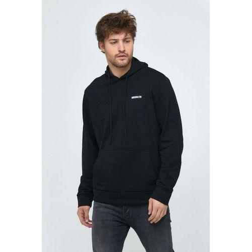 Erkek Kapüşonlu Slim Fit Brooklyn Baskılı İnce Sweatshirt SPR22SW61