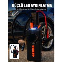 10000mah Araç Kompresörü Akü Takviye Cihazı Powerbank Özellikli Dijital Lastik Şişirme Pompası