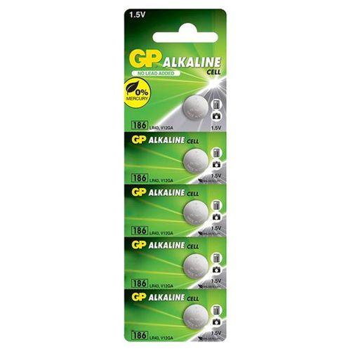 GP 186 LR43 AG-12R 1.5 Volt Alkalin Düğme Pil 5\'li Paket