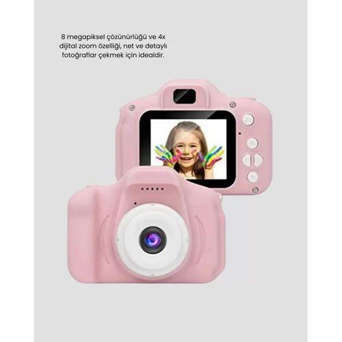 8mp Mini Çocuk Fotoğraf Makinesi – Pembe Ses Kaydı Özellikli
