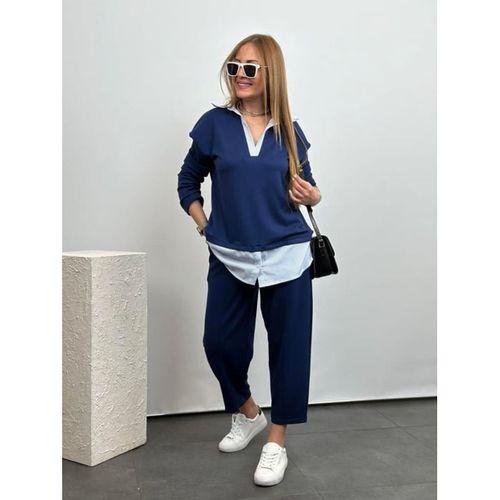 Polo Yaka Gömlekl Detay Salaş Balon Pantolunlu ıkılı Takım