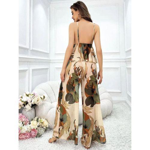 Özel Tasarım Çiçek Desenli Salaş Şık Dekolteli 2'li Takım