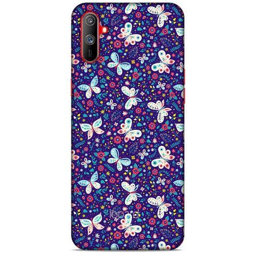 Oppo Realme C3 Kılıf Kelebek Etkisi (3) Kapak Kırmızı Lacivert