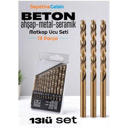 Sepetinegelsin Beton Matkap Ucu Seti Çelik Beton Metal Matkap 13 lü Set