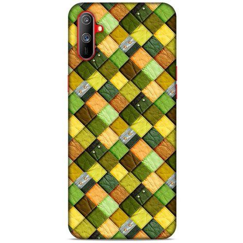 Oppo Realme C3 Kılıf Patchwork (49) Ultra Silikon Kılıf Sarı Yeşil