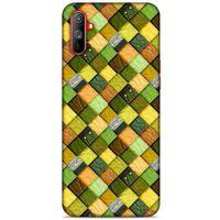 Oppo Realme C3 Kılıf Patchwork (49) Ultra Silikon Kılıf Sarı Yeşil