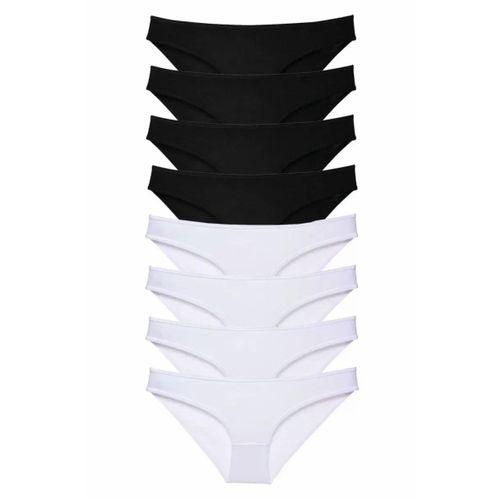 8 adet Süper Eko Set Likralı Kadın Slip Külot Siyah Beyaz