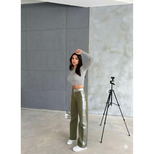 GABARDİN PALAZZO PANTOLON - Haki