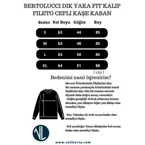 Bertolucci Dik Yaka Fit Kalıp Fileto Cepli Erkek Kaşe Kaban - Camel