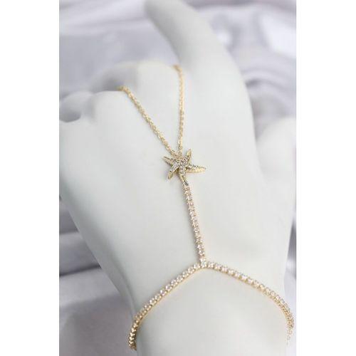 Gold Renk Pirinç Zirkon Taşlı Deniz Yıldızı Model Şahmeran