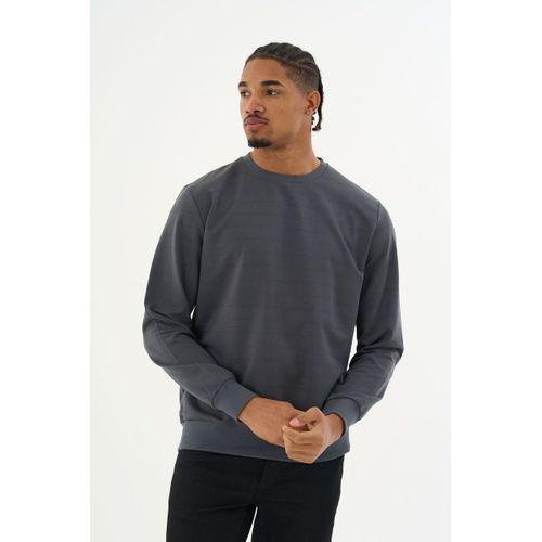 Süperlife Erkek Gri Bisiklet Yaka Ribanalı Regular Fit Sweatshirt spr26swk930