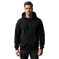 Erkek Kapüşonlu Fermuarlı Siyah Sweatshirt 3 İplik BGL-ST04791