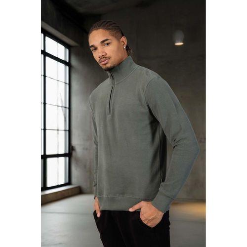 Lars Selanik Örme Kumaş Yarım Fermuar Erkek Sweatshirt - Çam Yeşili