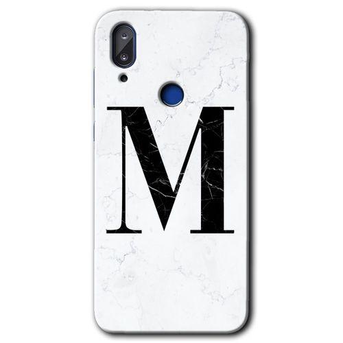 Potkal Hediye Fabrikası Vestel E5 Kılıf HD Desen Baskılı Arka Kapak - Beyaz Mermer Desenli M Harfi