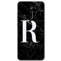 MRCİLETİSİM Xiaomi Mi 9T Kılıf Kapak - Siyah Mermer Desenli R Harfi +Hayalet Ekran Yandan Gözükmez