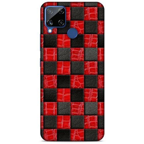 Oppo Realme C15 Kılıf Patchwork (47) Crystal Flex Kılıf Siyah Kırmızı