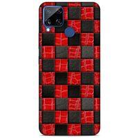 Oppo Realme C15 Kılıf Patchwork (47) Crystal Flex Kılıf Siyah Kırmızı