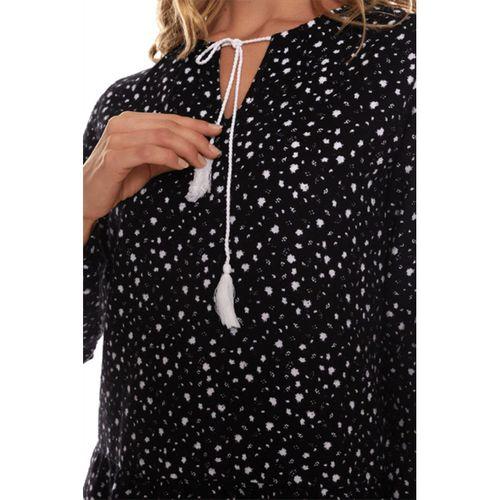 Beyaz Uzun Kol Pazen Püskül Yaka Kısa Elbise