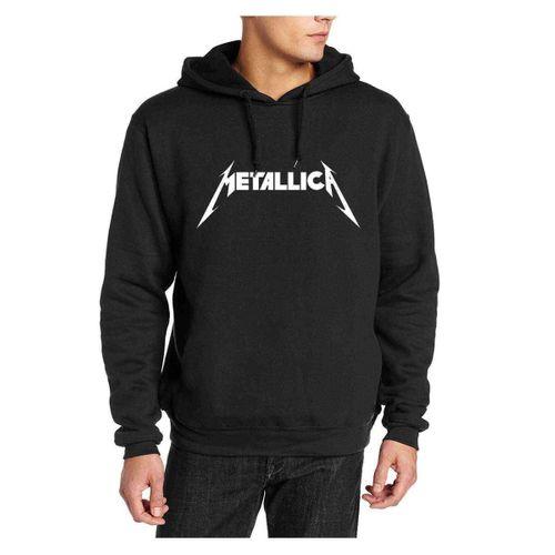 Metallica Baskılı Siyah Erkek Kapşonlu Sweatshirt