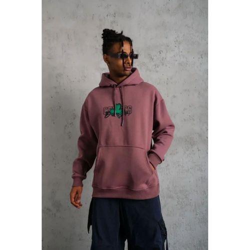 Erkek Baskılı Kapüşonlu Ve Kordon İpli Sweat - Gül Kurusu