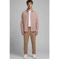 Jonas Ekose Küçük Kareli Flanel Kumaş Gömlek Bej - Roy Regular Fit Beli Lastikli Kadife Pantolon Bej