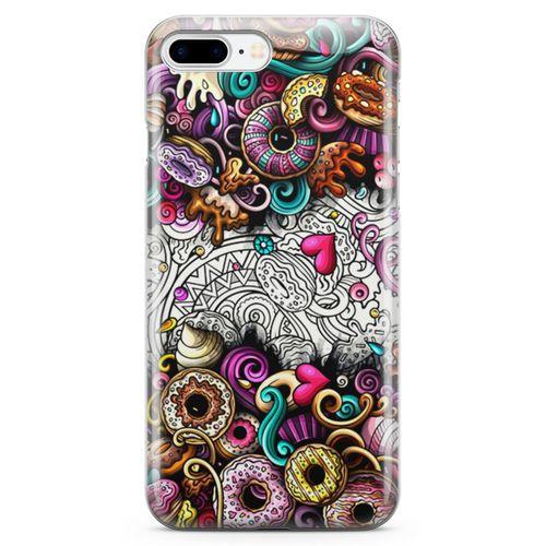 Apple iPhone 8 Plus Kılıf Donut Doodle Arka Kapak Koruma Desenli Full Koruyucu