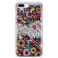 Apple iPhone 8 Plus Kılıf Donut Doodle Arka Kapak Koruma Desenli Full Koruyucu