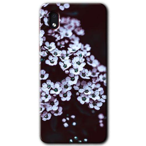 Samsung Galaxy A01 Core Kılıf Baskılı Kapak - Beyaz Çiçek +Tam Ekran Koruyucu