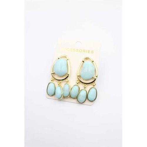 Taşlı Küpe - Turkuaz