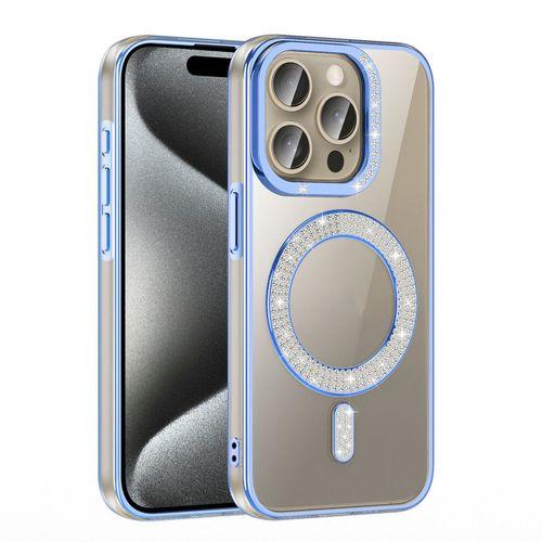 Apple iPhone 15 Pro Kılıf Pırlanta Taş Tasarımlı M-safe Şarj Özellikli Zore Karetta Silikon Kapak