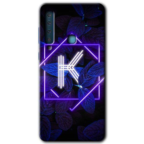 Galaxy A9 2018 Kılıf HD Desen Baskılı Arka Kapak - Dark Neon Yaprak K Harfi