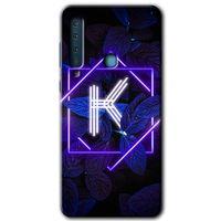 Galaxy A9 2018 Kılıf HD Desen Baskılı Arka Kapak - Dark Neon Yaprak K Harfi