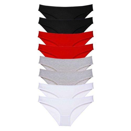 8 adet Süper Eko Set Likralı Kadın Slip Külot Siyah Kırmızı Gri Beyaz