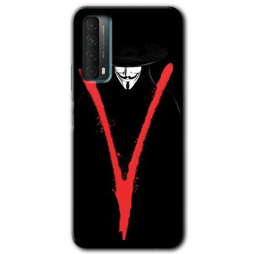 MRCİLETİSİM Huawei P Smart 2021 Kılıf Baskılı Kapak - V for +Tam Kaplayan Mat Seramik